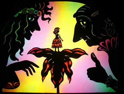 'Far out! A Flower Child!' - Shadow puppets by Deb Chase